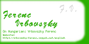 ferenc vrbovszky business card